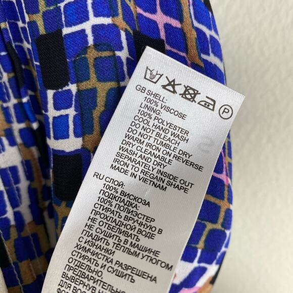 Reiss Saskia Sleeveless Shift Dress Size 2 Blue Abstract Tile - Picture 14 of 16